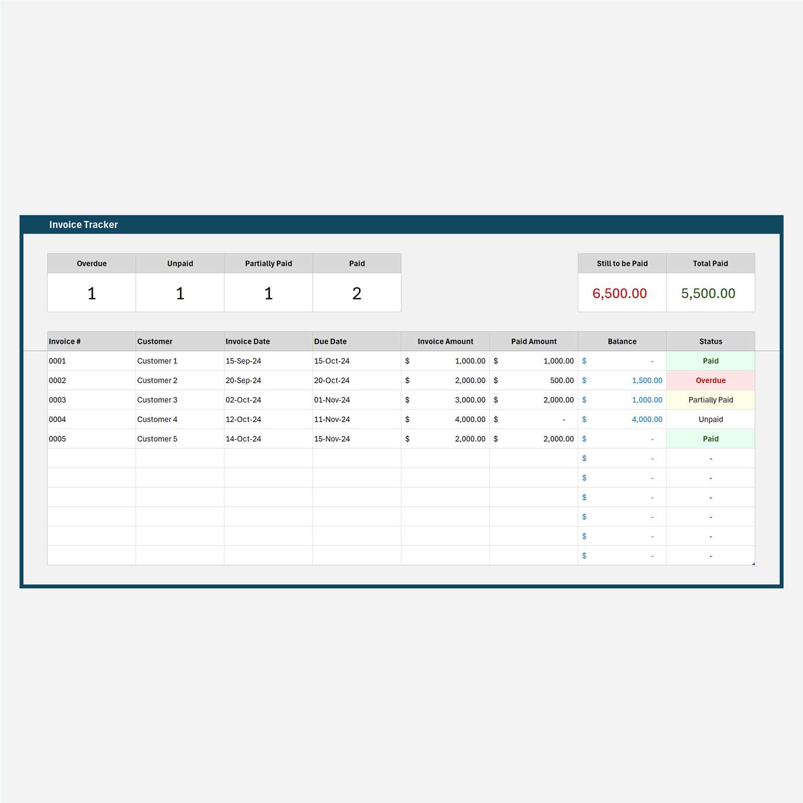 excel template for invoice tracking