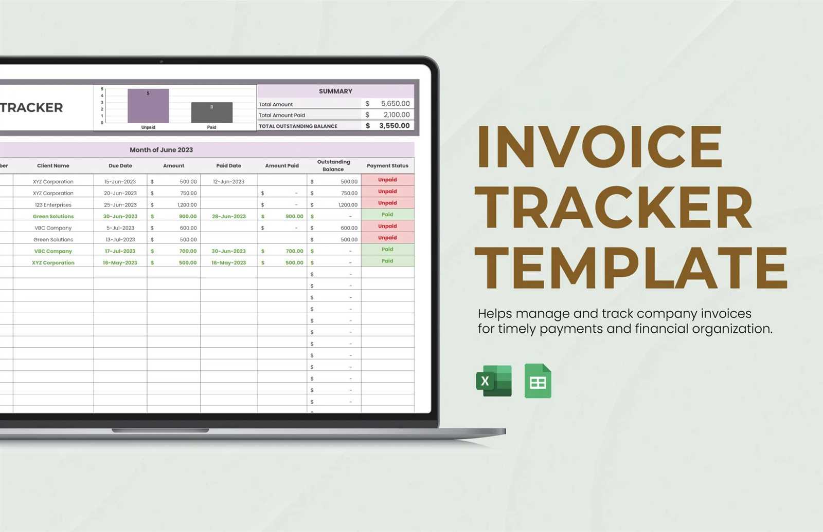 excel templates for invoice tracking