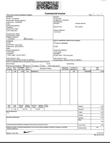 fedex customs invoice template