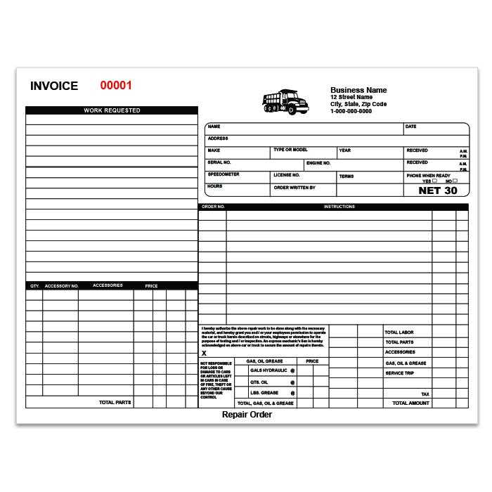 free auto repair invoice template pdf