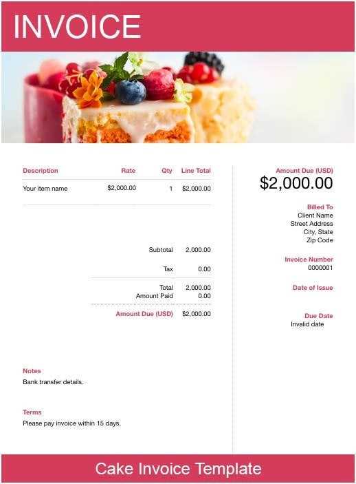 free bakery invoice template