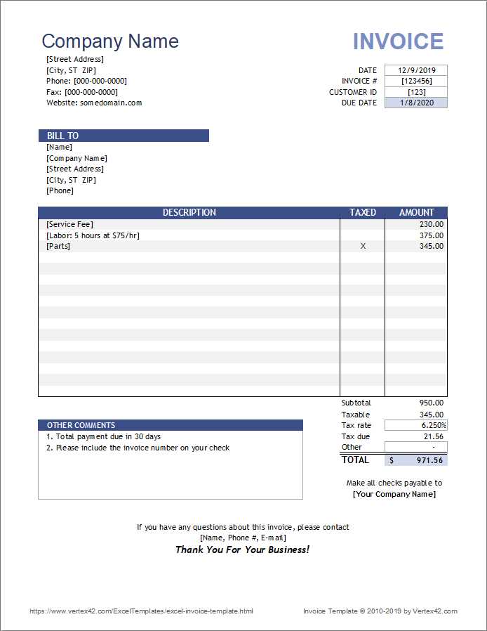 free blank invoice template excel