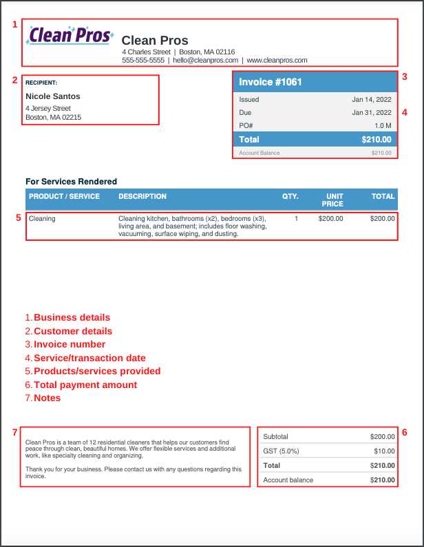 free cleaning service invoice template