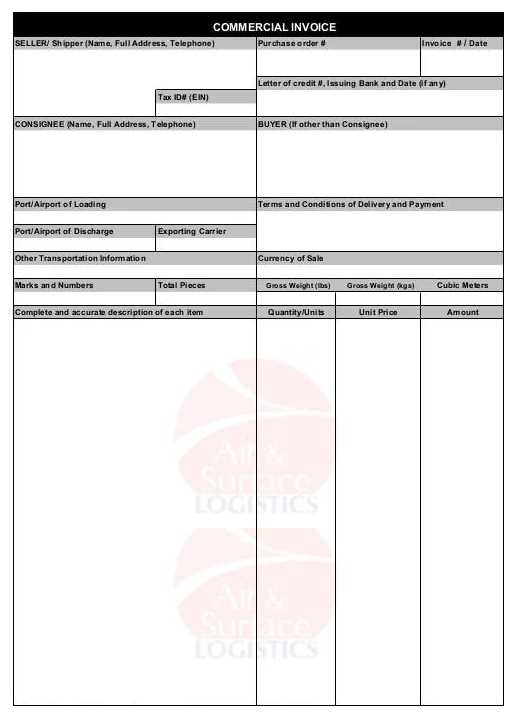 free commercial invoice template