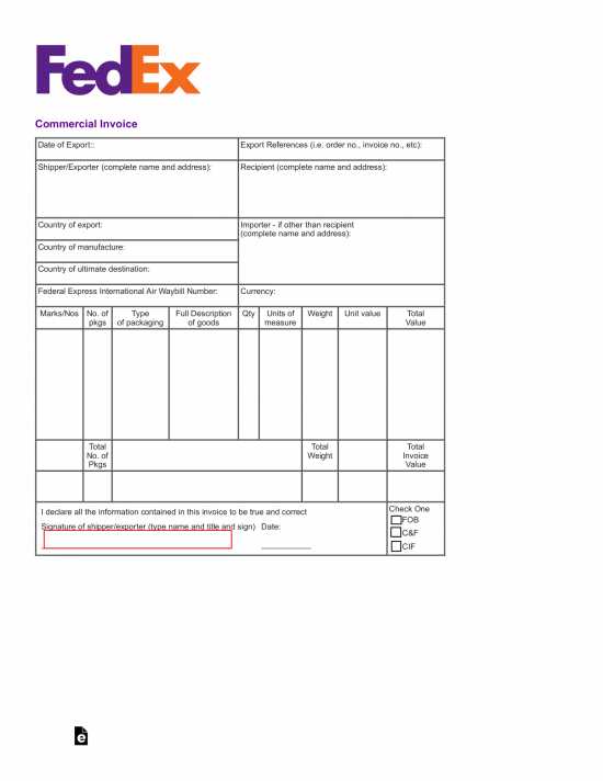 free commercial invoice template