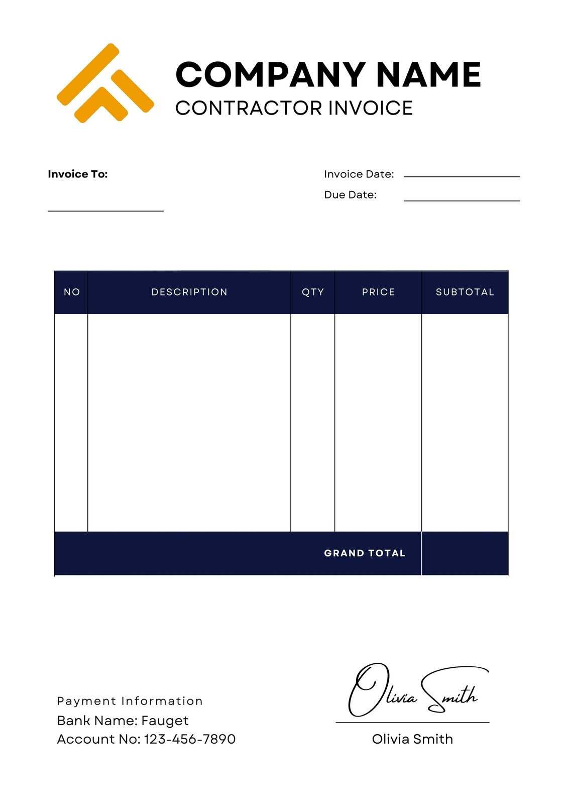 free construction invoice template word