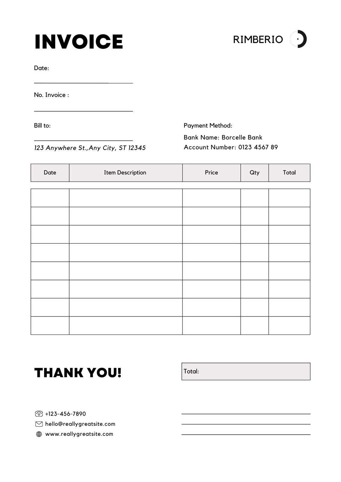 free editable printable invoice template