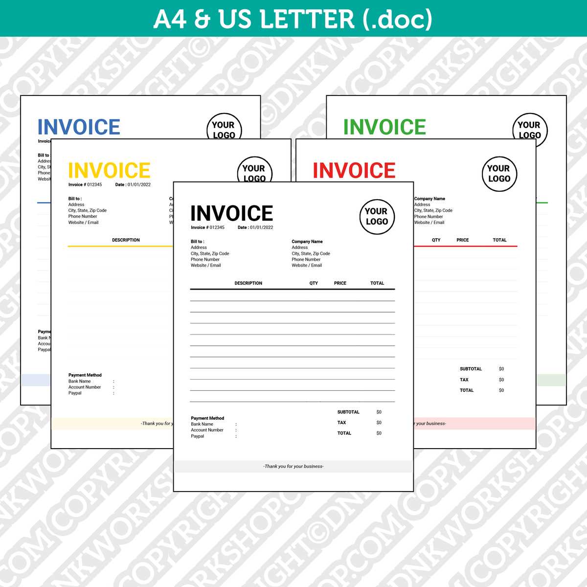 free fillable invoice template word