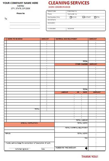 free house cleaning invoice template