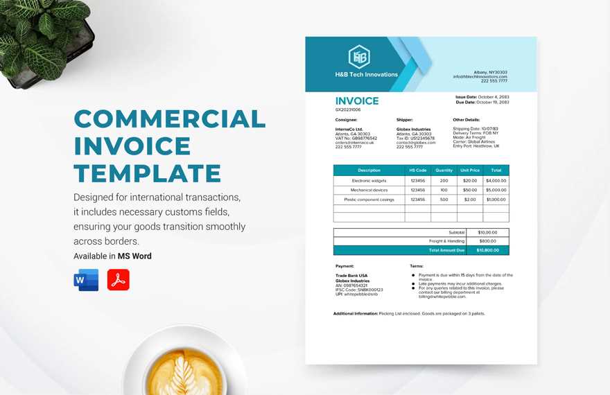 free international commercial invoice template