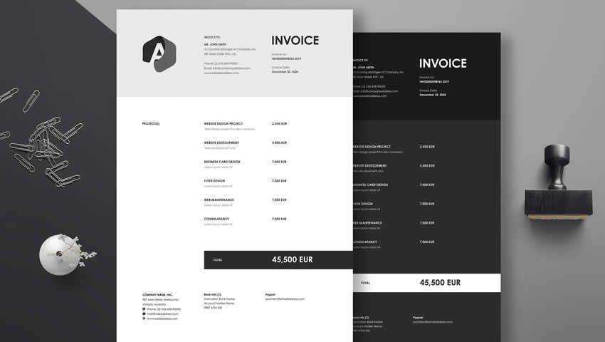 free invoice psd template