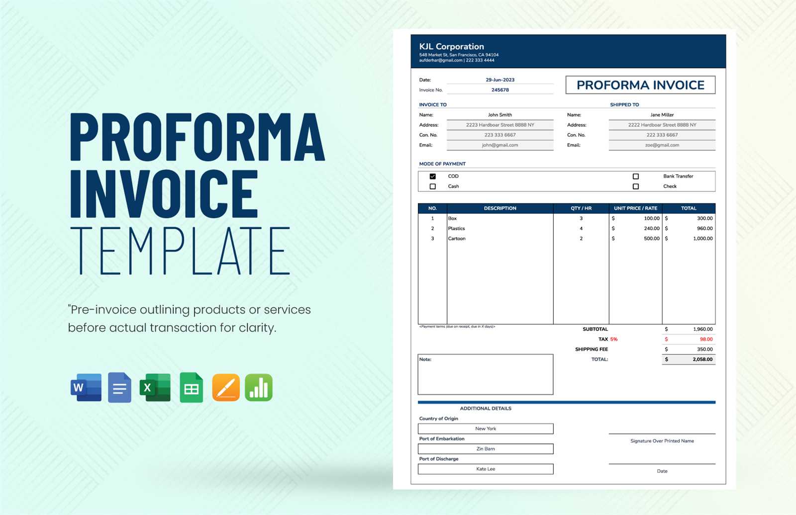 free invoice template for mac pages