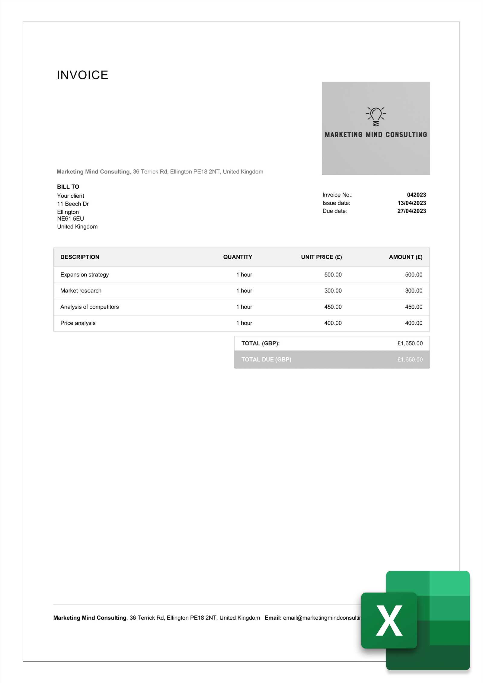 free invoice template in excel