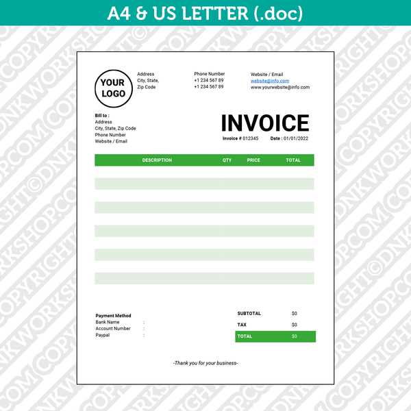 free invoice template in word