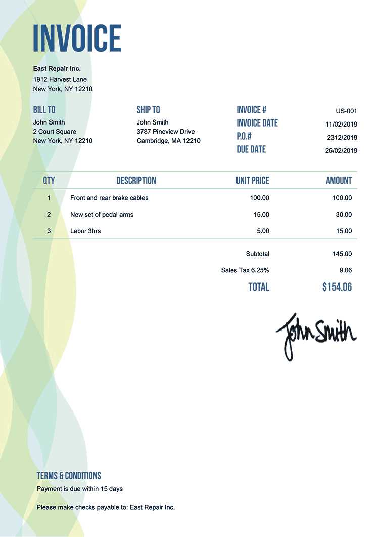 free invoice template pages