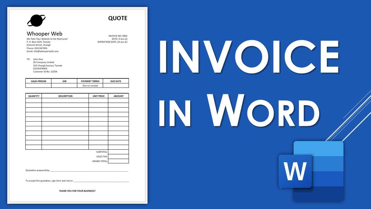 free invoice template word document