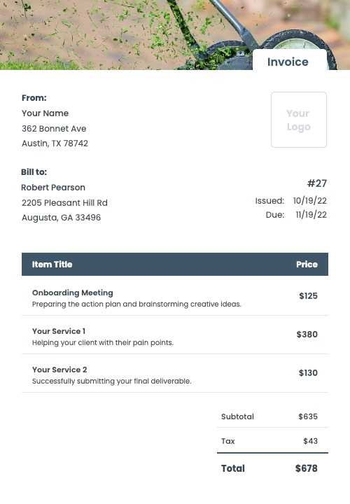 free lawn care invoice template