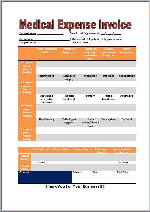 free medical invoice template word