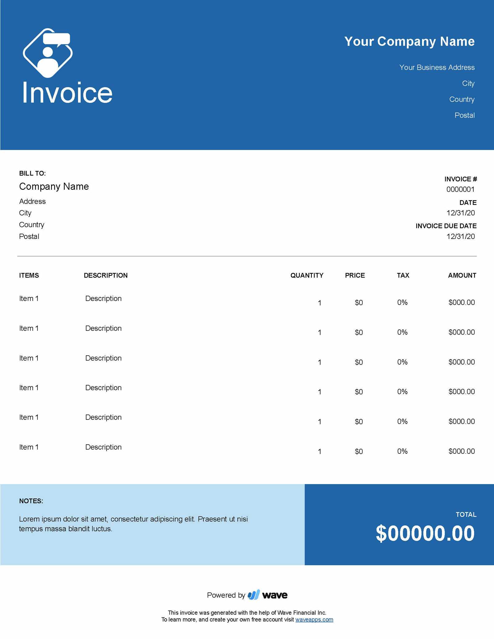 free online billing invoice template