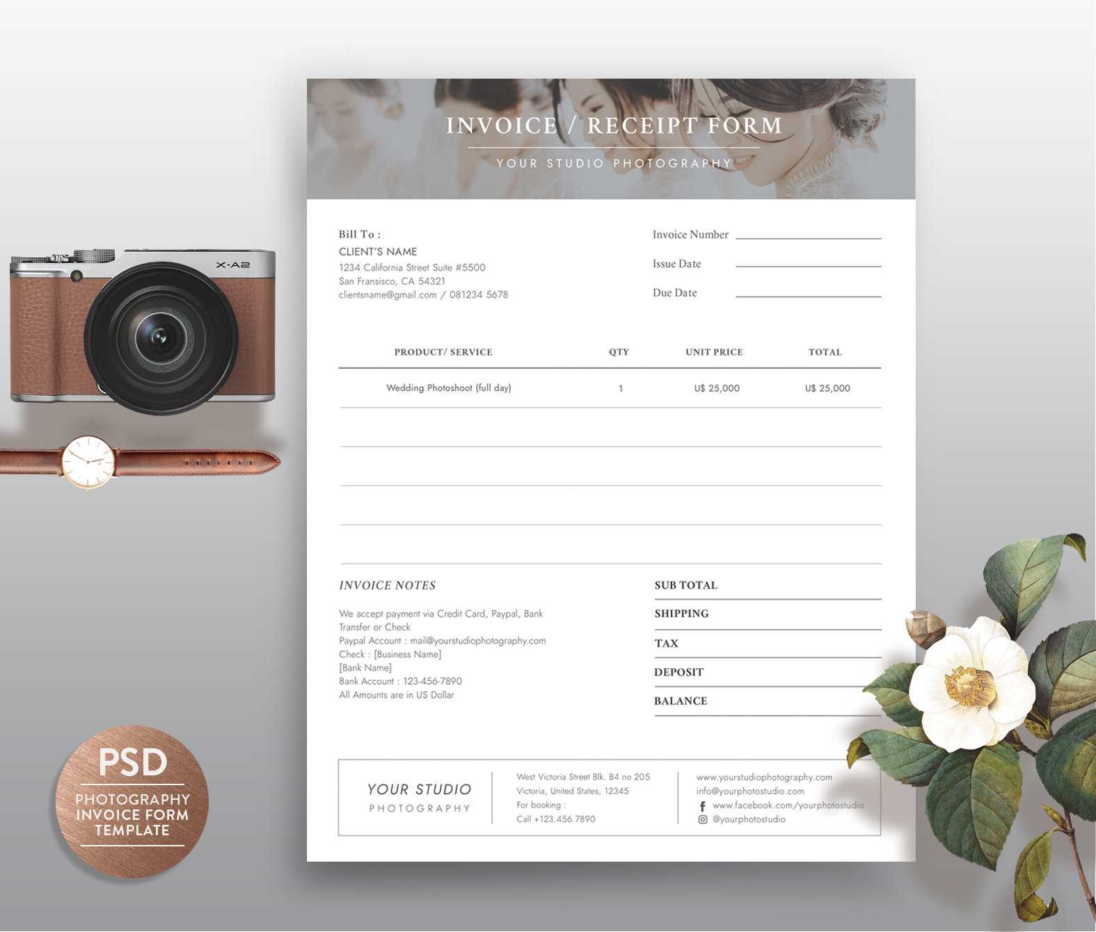 free photography invoice template word