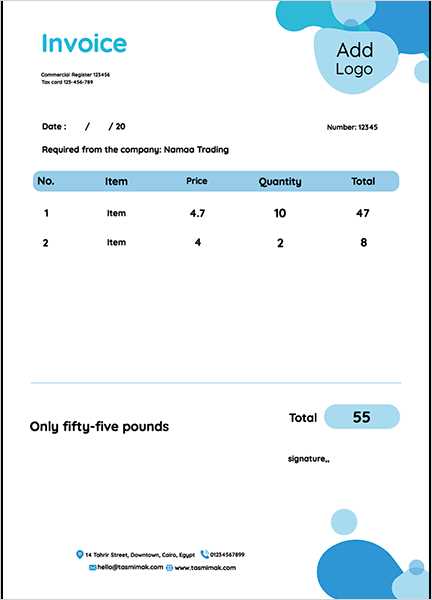 free printable daycare invoice template