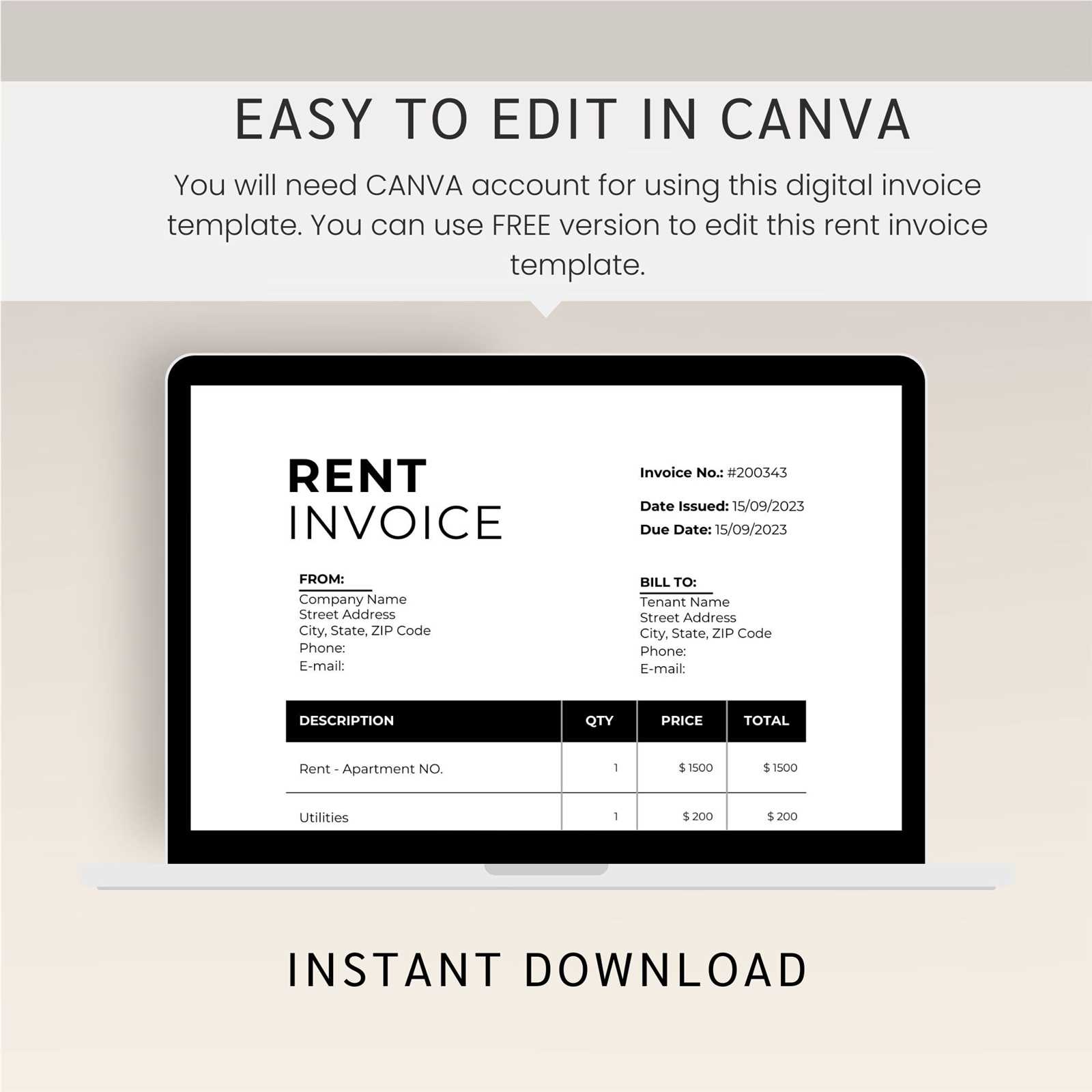 free rent invoice template word