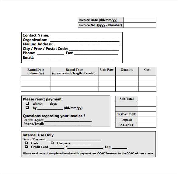 free rental invoice template word