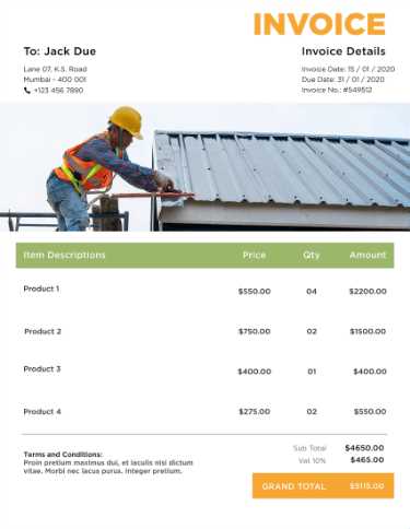 free roofing invoice template