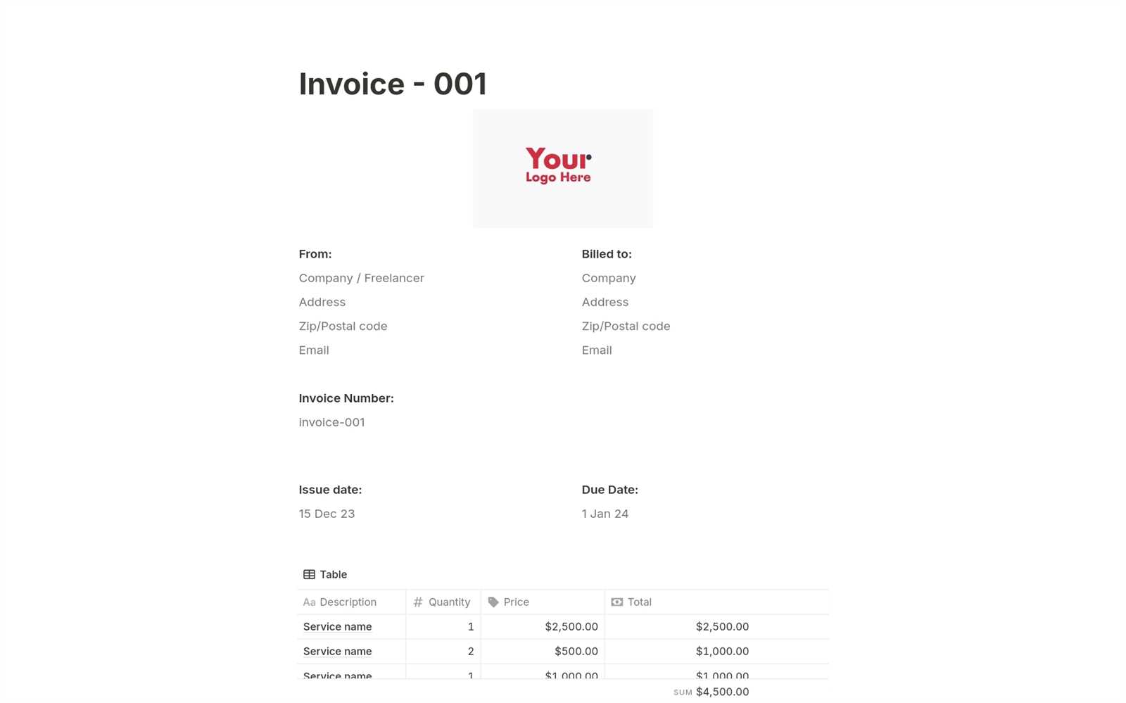 free sponsorship invoice template