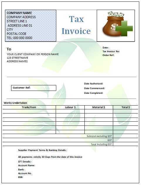 free tax invoice template australia