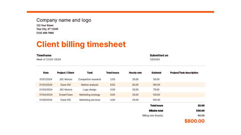 free timesheet invoice template