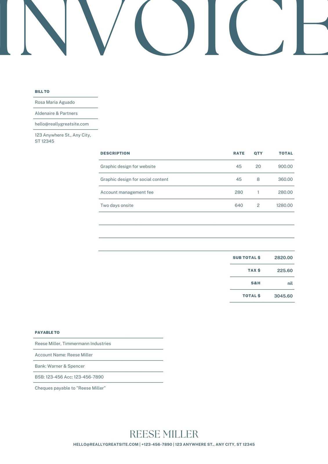 freelance artist invoice template