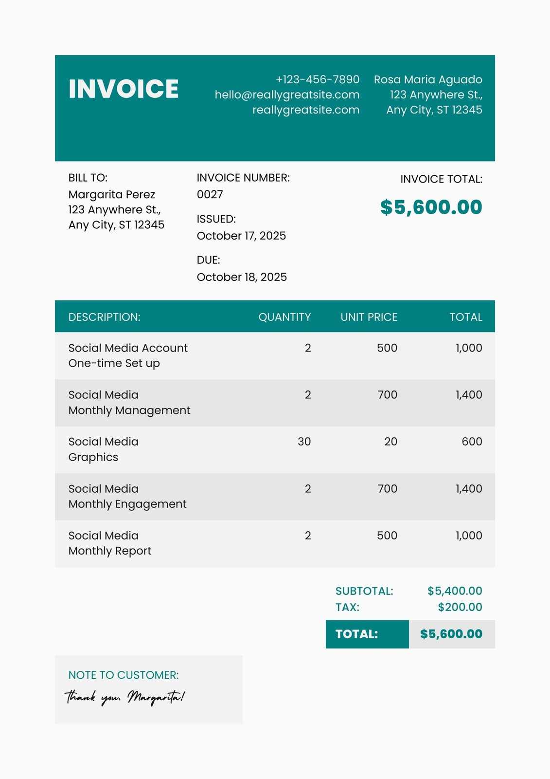 freelance contractor invoice template