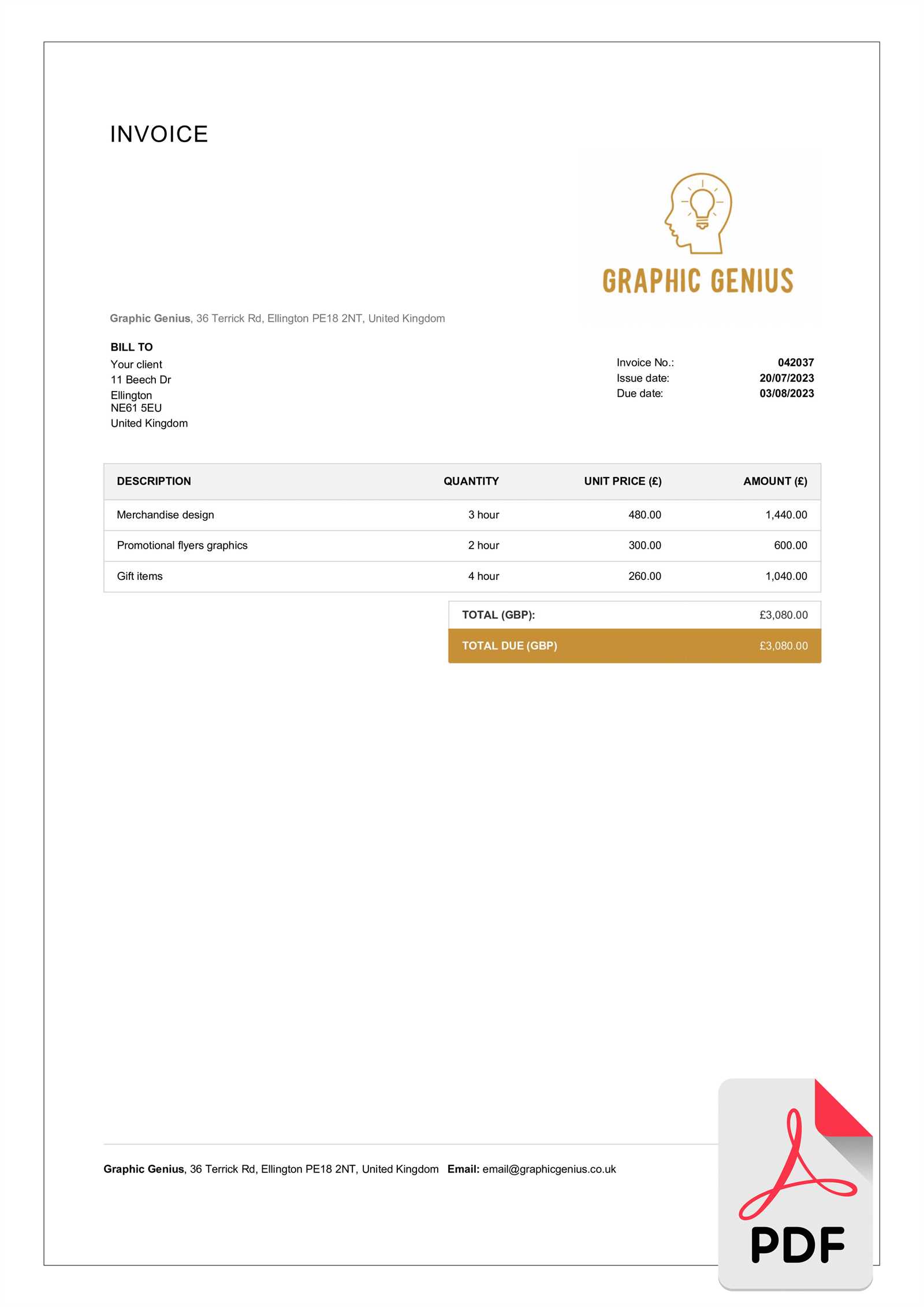 freelance developer invoice template