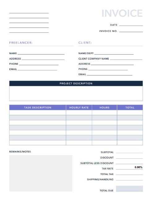 freelance hours invoice template