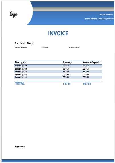 freelance invoice template canada