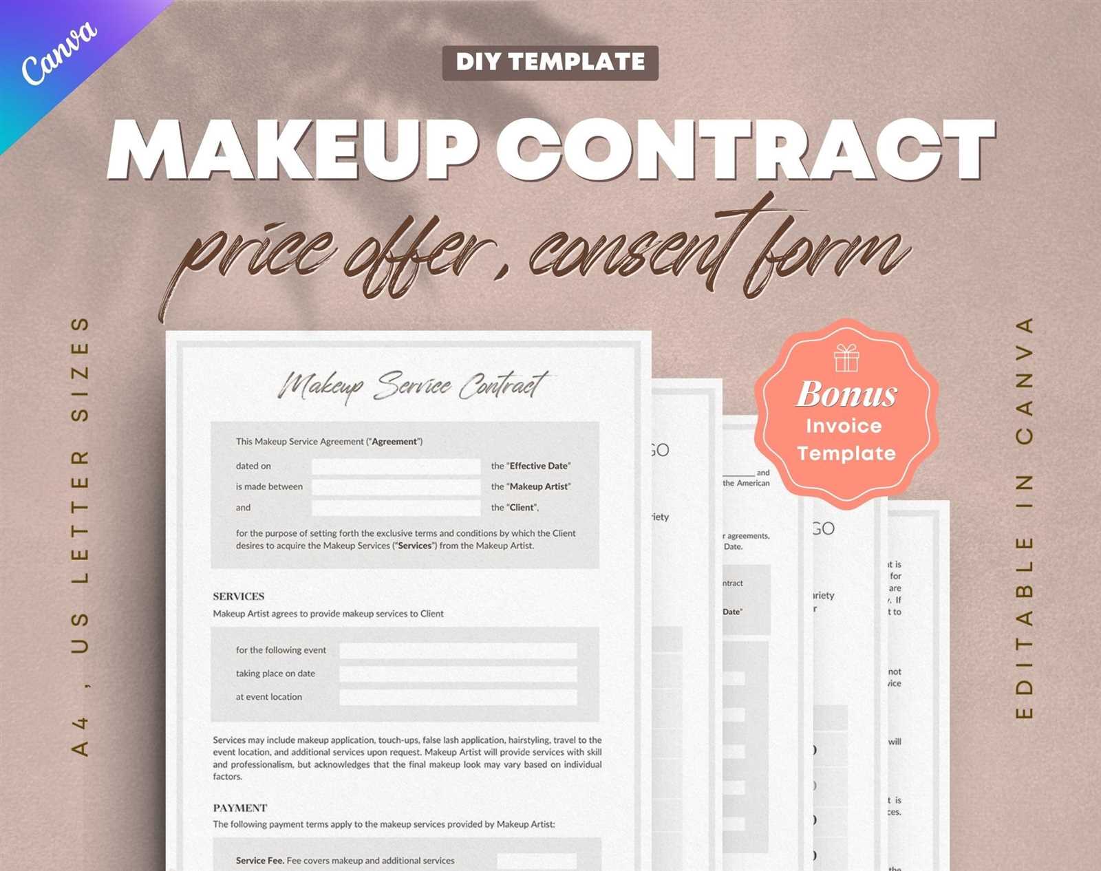 freelance makeup artist invoice template