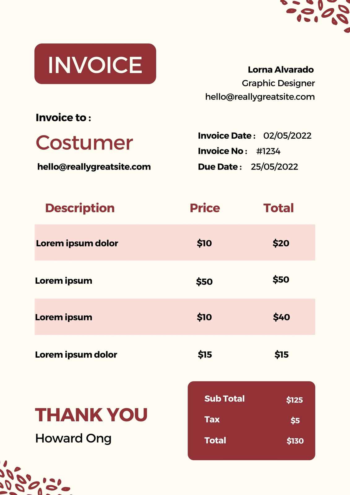 freelance makeup artist invoice template