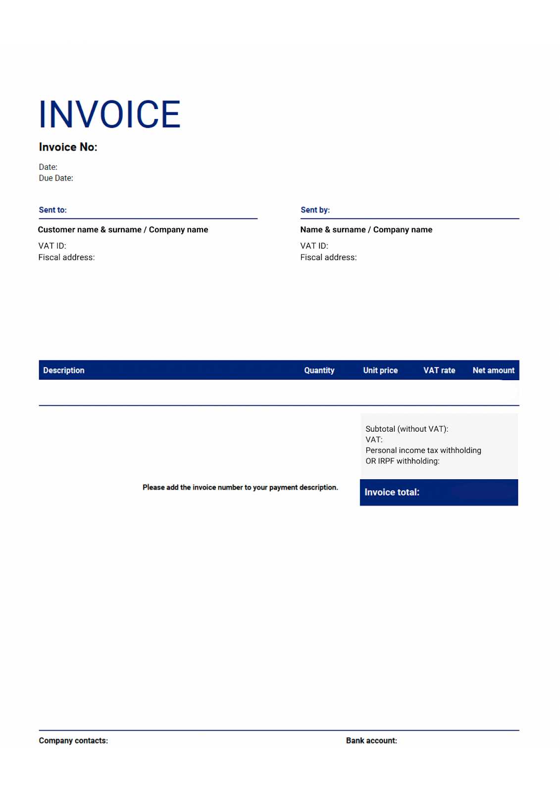 freelance software developer invoice template