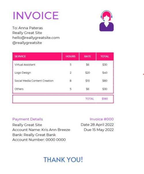 freelance writing invoice template