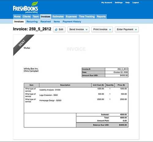 freshbooks invoice template