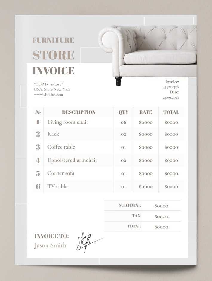 furniture invoice template