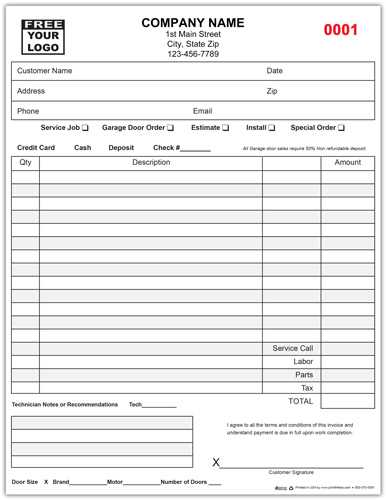 garage invoice template pdf