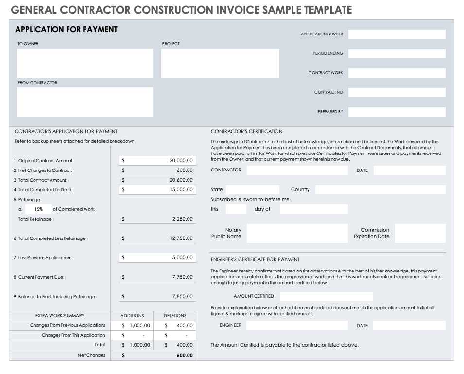 general contractor invoice template