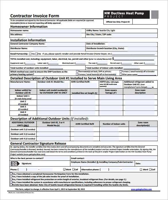 general contractor invoice template