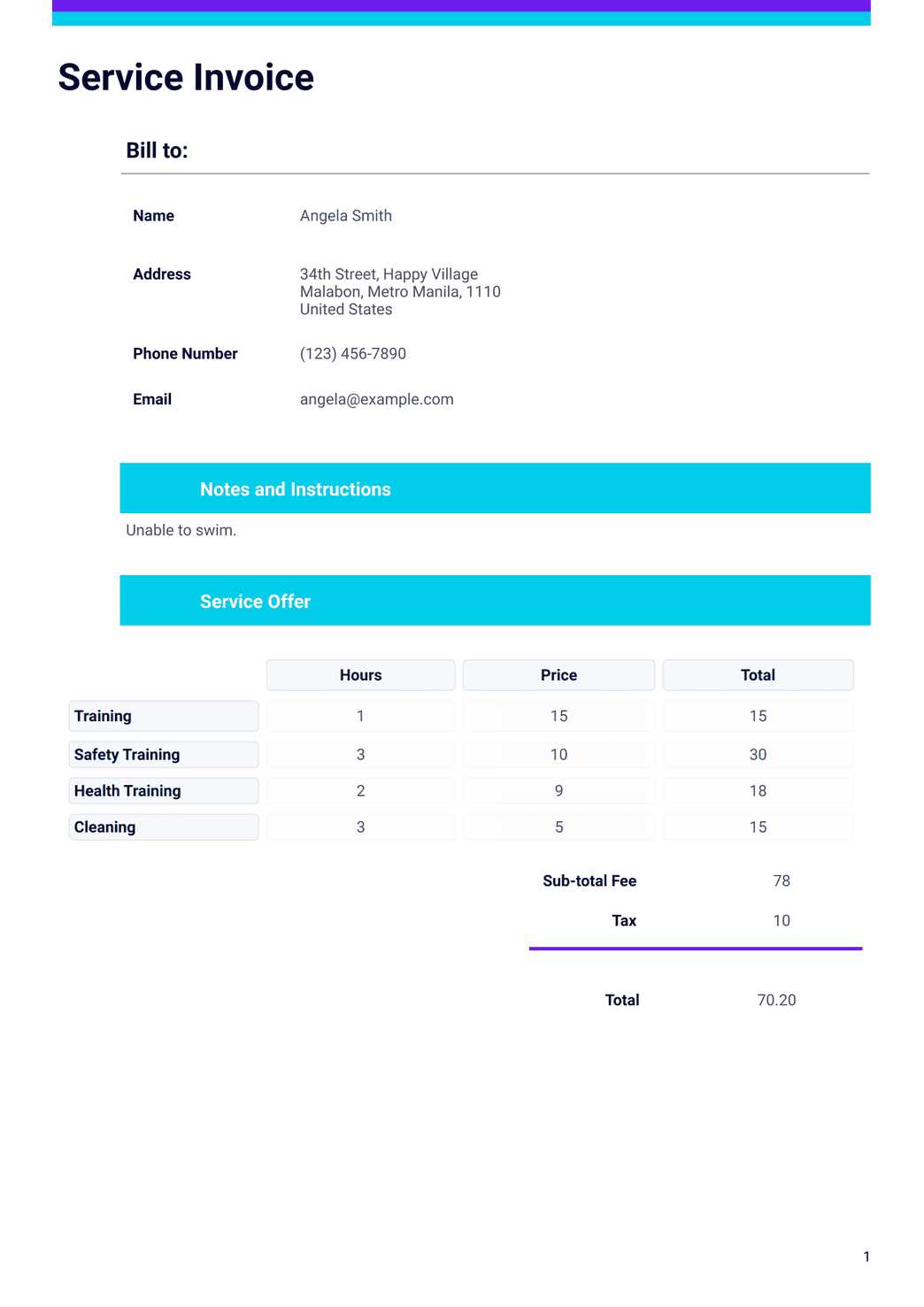 generic service invoice template