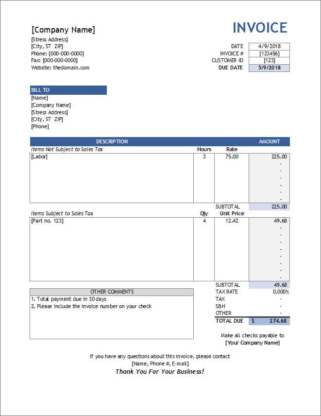 generic service invoice template