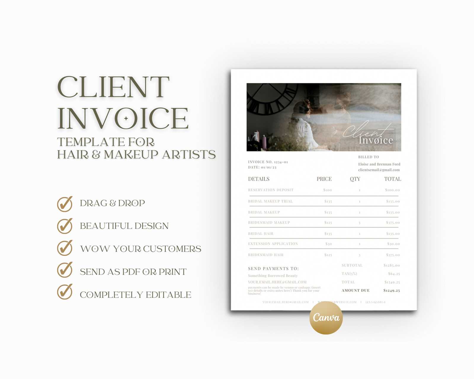 hairdressing invoice template