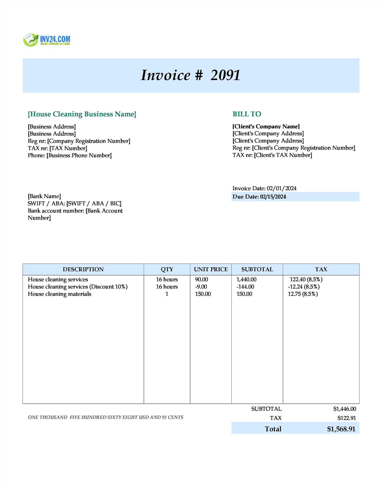 handyman invoice template xls