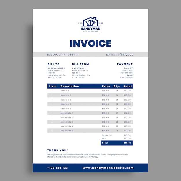 handyman invoice templates